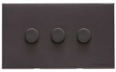 M Marcus Heritage Brass Windsor Range 3 Gang Trailing Edge LED Dimmer Switch